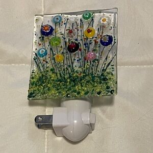 Glass Girl Studio Floral Colorful Glass Night Light NEW in Box